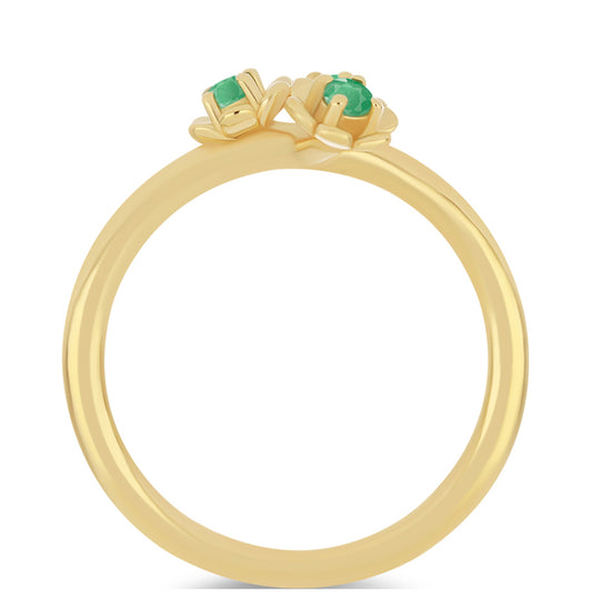 Anel de Prata com Banho de Ouro com Esmeralda do Brasil