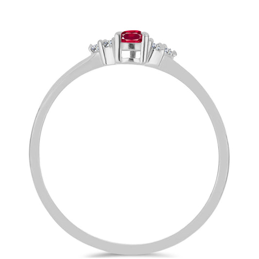 Anel de Prata com Rubi de Madagáscar e Zircão Branco Natural