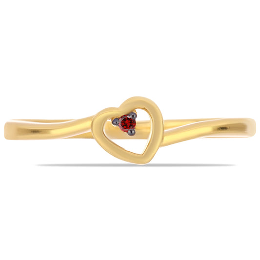 Anel de Prata com Banho de Ouro com Diamante Vermelho