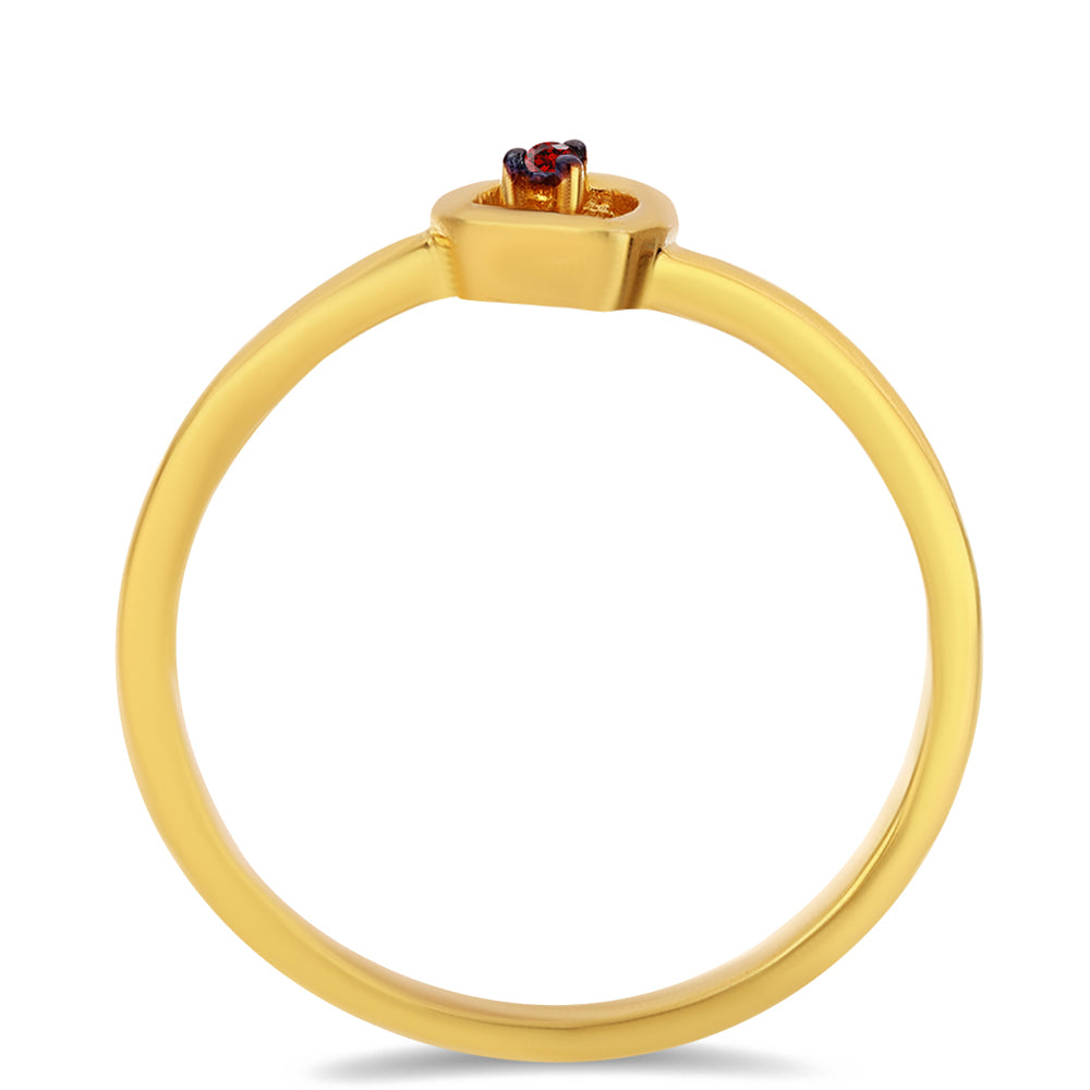 Anel de Prata com Banho de Ouro com Diamante Vermelho 2 