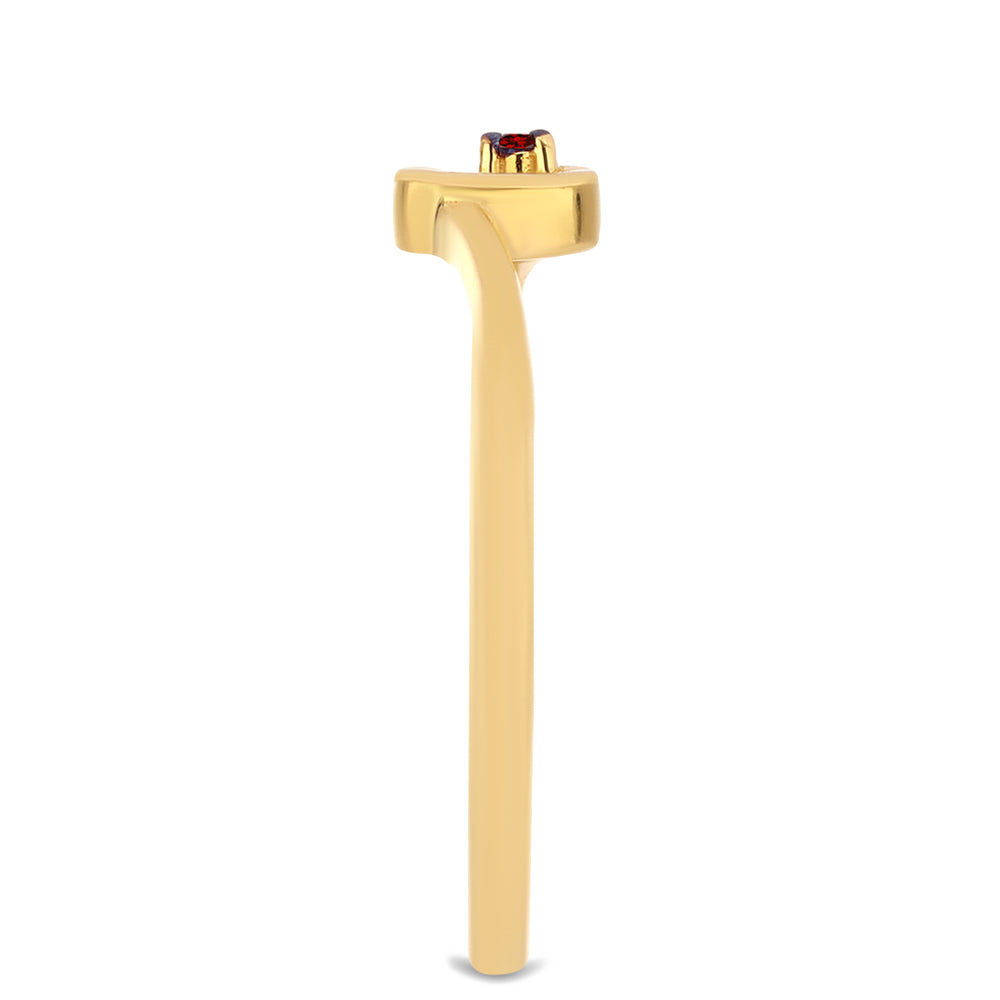 Anel de Prata com Banho de Ouro com Diamante Vermelho 4 