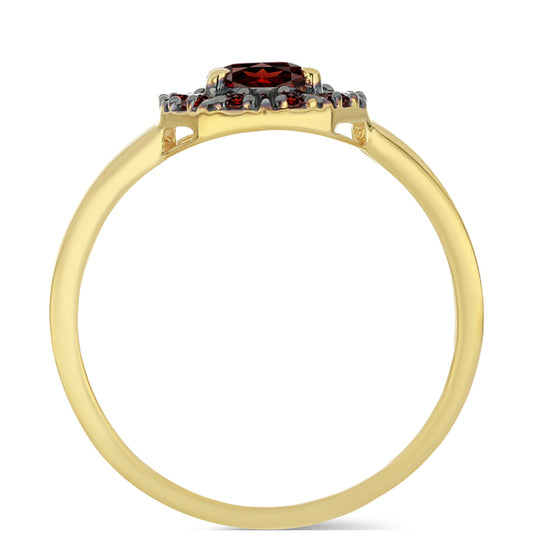 Anel de Prata com Banho de Ouro com Granada de Barton