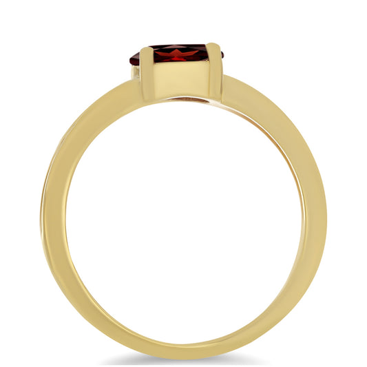 Anel de Prata com Banho de Ouro com Granada de Barton