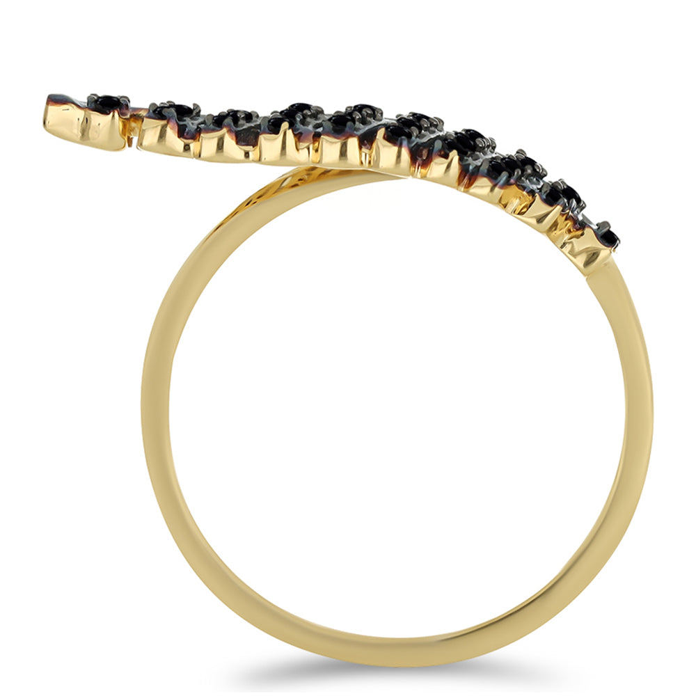 Anel de Prata com Banho de Ouro com Espinela Preta de Gorno Badakhshan 2 