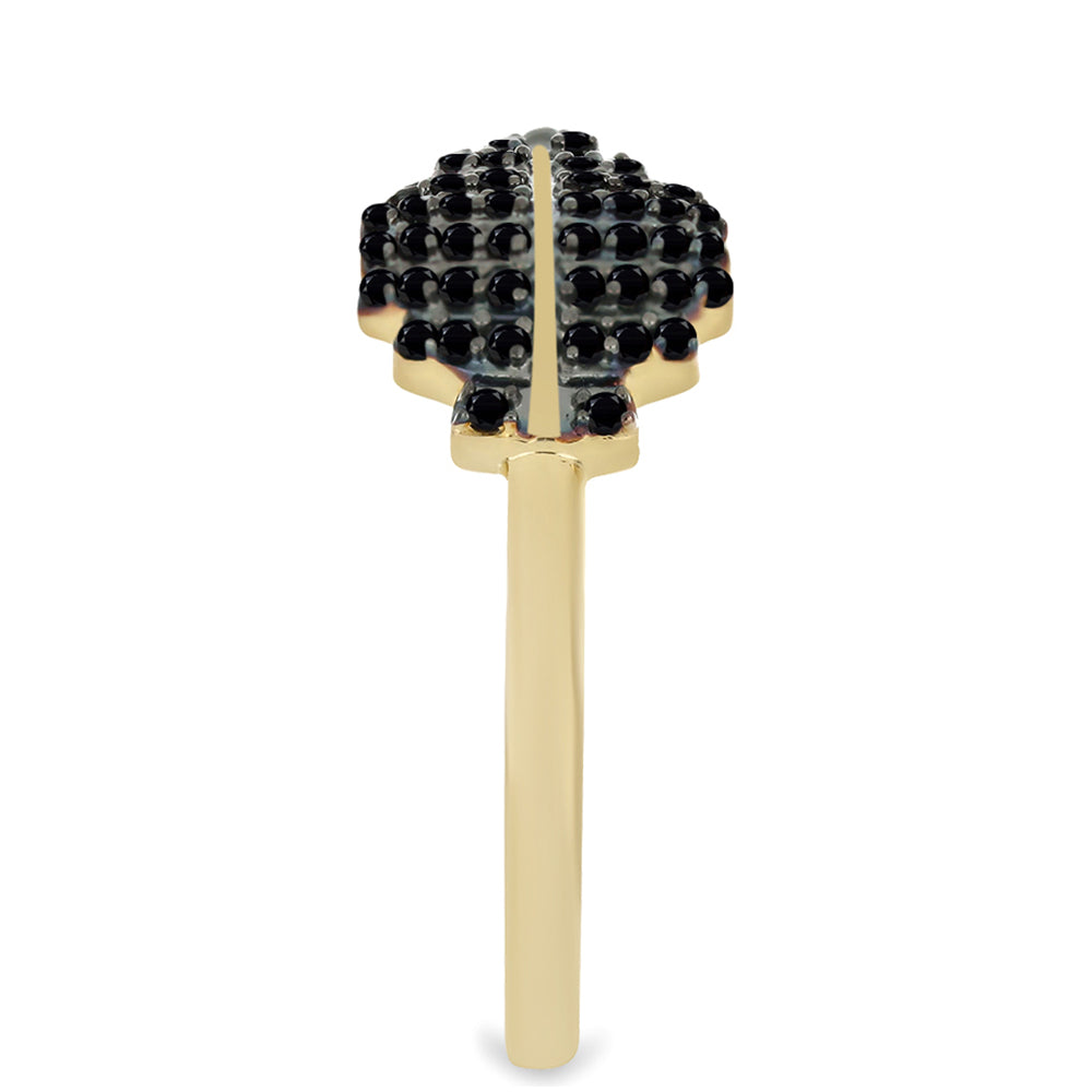 Anel de Prata com Banho de Ouro com Espinela Preta de Gorno Badakhshan 4 