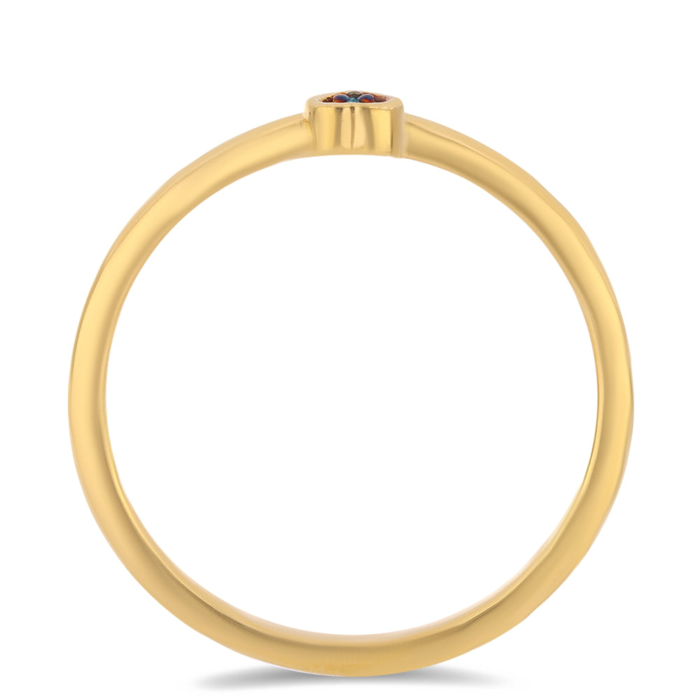 Anel de Prata com Banho de Ouro com Diamante Azul 2 