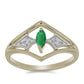 Anel de Prata com Banho de Ouro com Esmeralda do Brasil e Zircão Branco