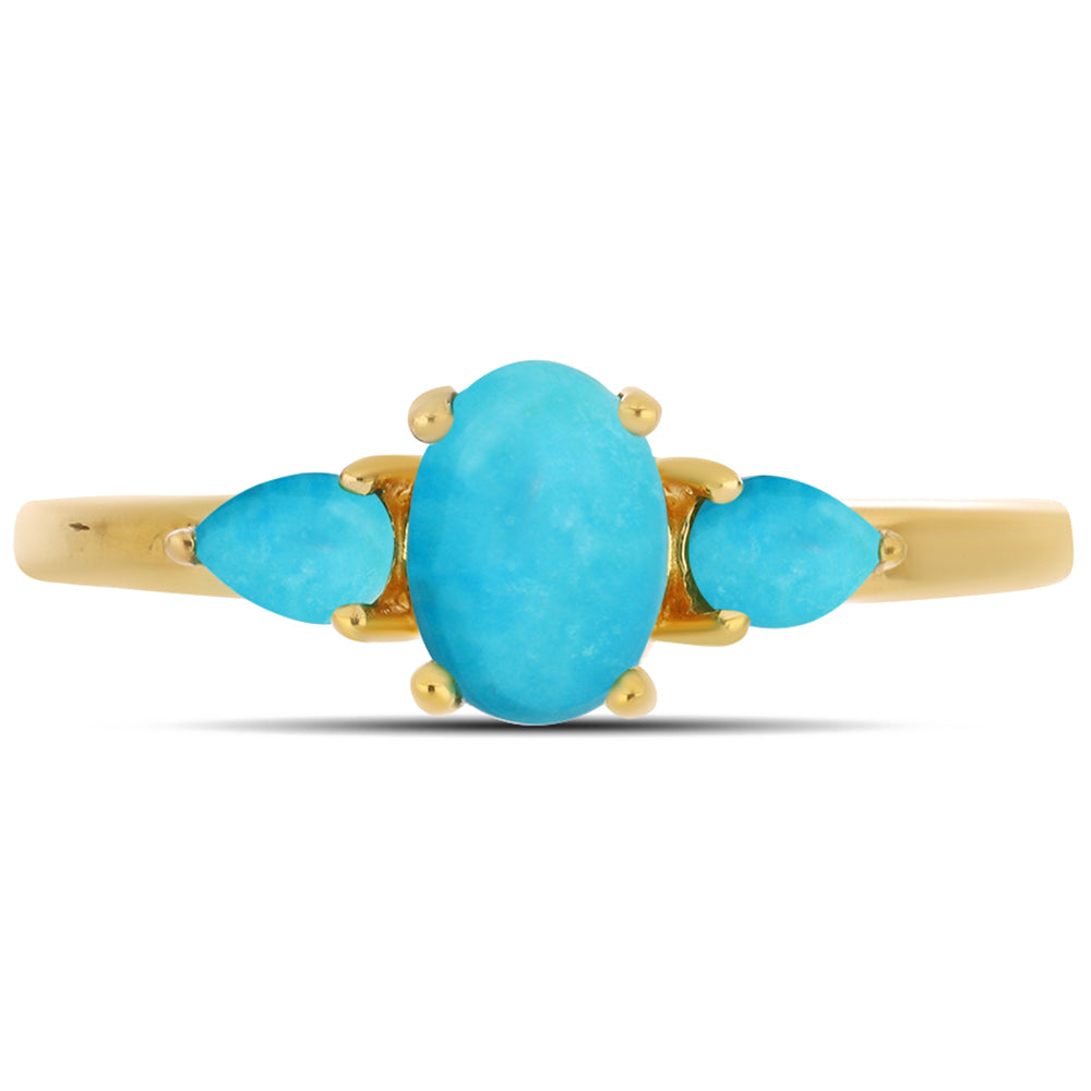 Anel de Prata com Banho de Ouro com Turquesa Bela Adormecida 1 