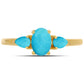 Anel de Prata com Banho de Ouro com Turquesa Bela Adormecida