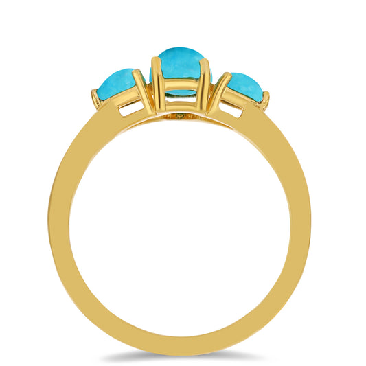 Anel de Prata com Banho de Ouro com Turquesa Bela Adormecida