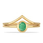 Anel de Prata com Banho de Ouro com Esmeralda do Brasil