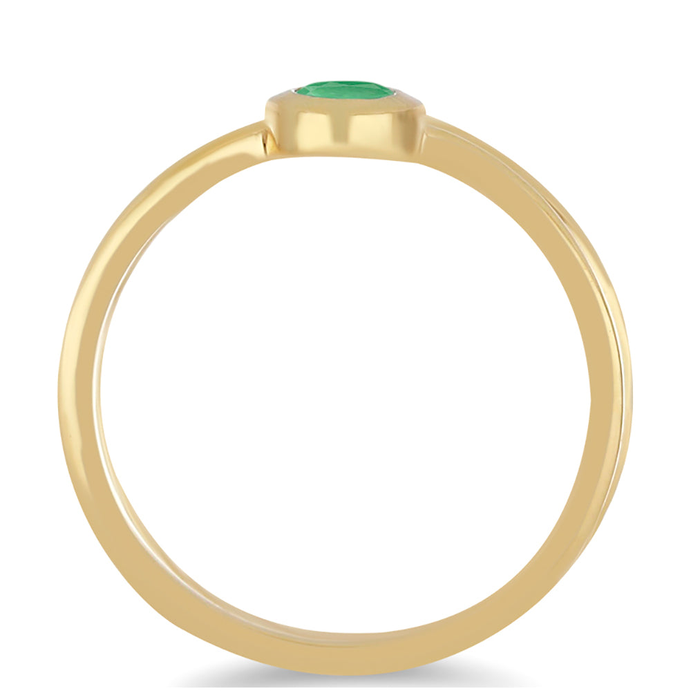 Anel de Prata com Banho de Ouro com Esmeralda do Brasil