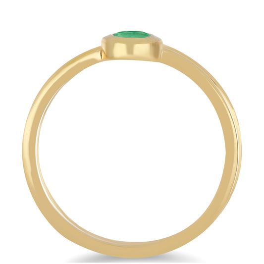 Anel de Prata com Banho de Ouro com Esmeralda do Brasil