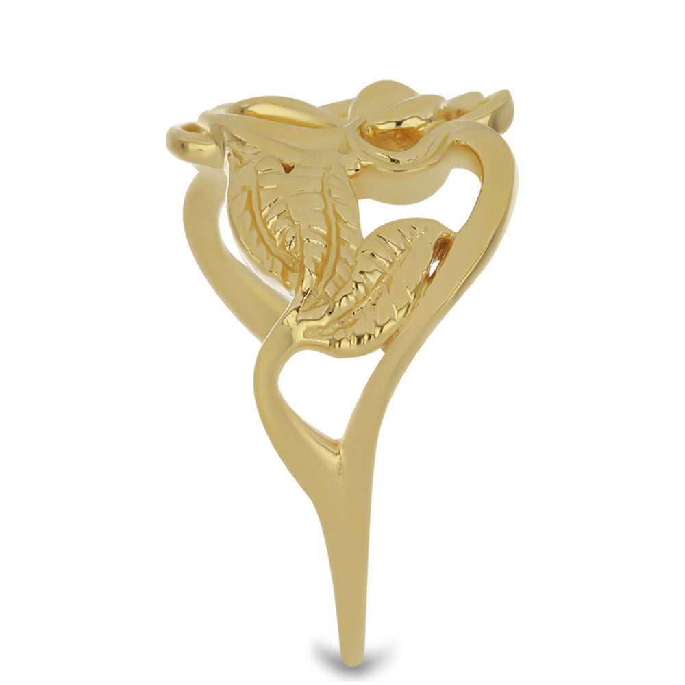 Anel de Prata com Banho de Ouro com Esmeralda do Brasil  Contraste: Cabeca de Veado (800)