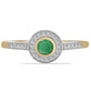 Anel de Prata com Banho de Ouro com Esmeralda do Brasil e Zircão Branco
