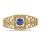 Anel de Prata com Banho de Ouro com Tanzanite  Contraste: Cabeca de Veado (800)