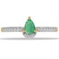 Anel de Prata com Banho de Ouro com Esmeralda do Brasil e Zircão Branco
