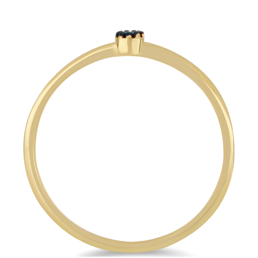 Anel de Prata com Banho de Ouro com Diamante Azul