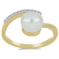 Anel de Prata com Banho de Ouro com Pérola de Água Doce Branca e Topázio Branco