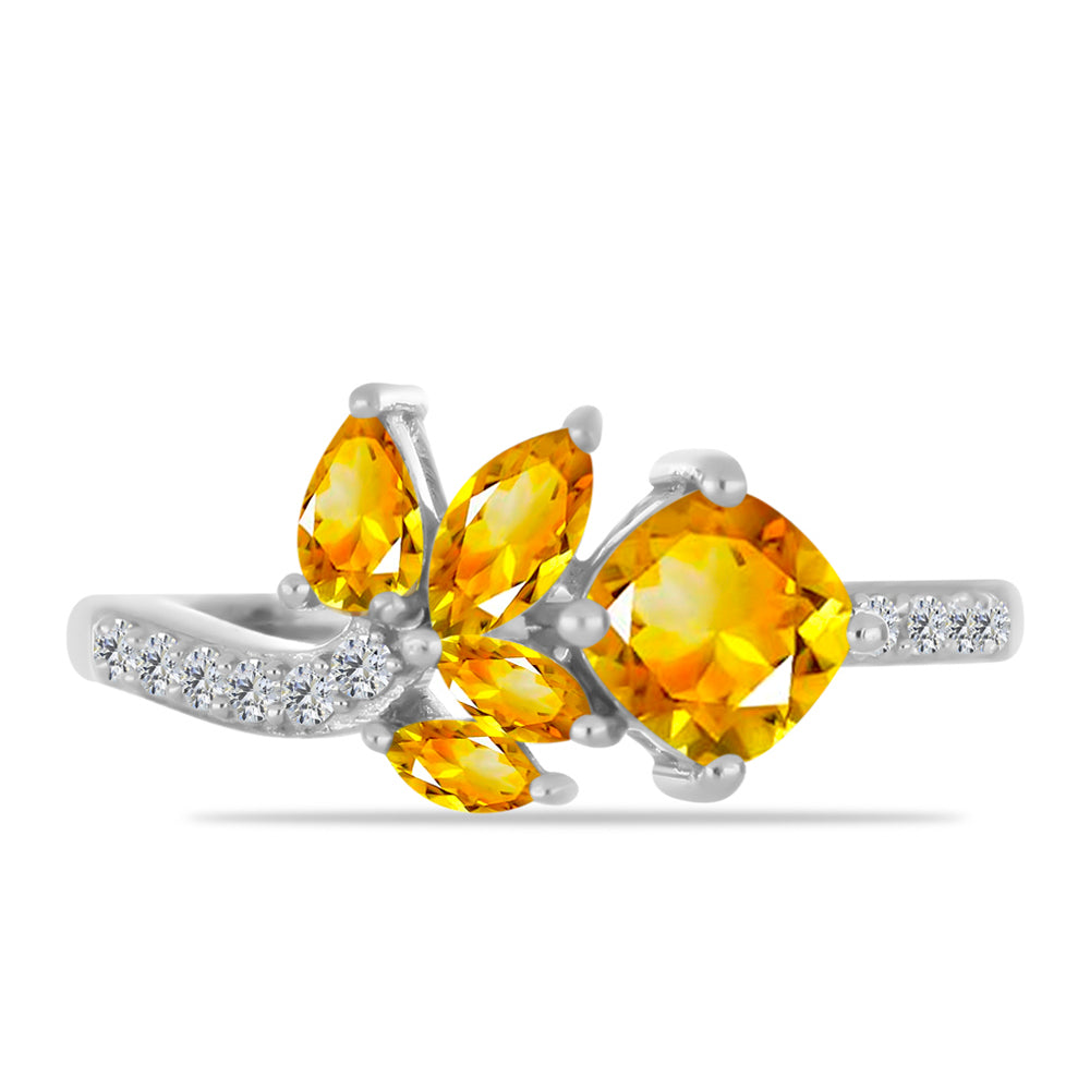 Anel de Prata com Citrino de Ural e Topázio Branco 1 