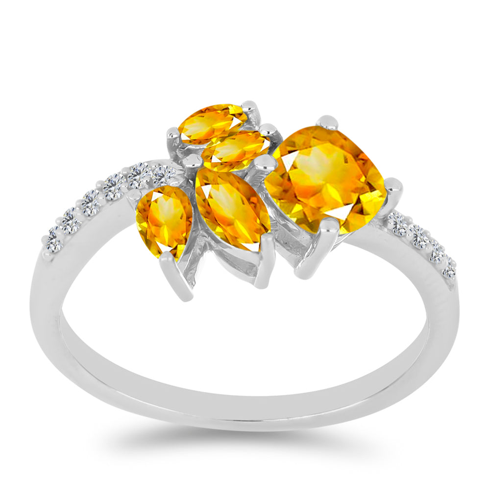 Anel de Prata com Citrino de Ural e Topázio Branco 3 