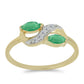 Anel de Prata com Banho de Ouro com Esmeralda do Brasil e Zircão Branco
