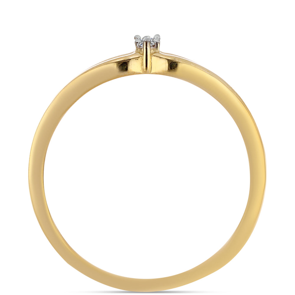 Anel de Prata com Banho de Ouro com Diamante Branco 2 