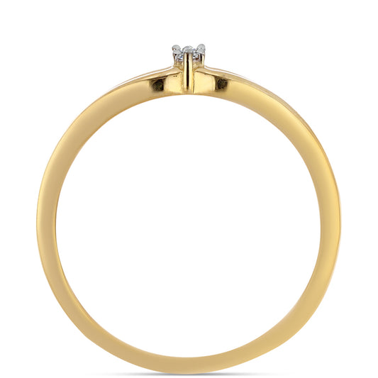 Anel de Prata com Banho de Ouro com Diamante Branco