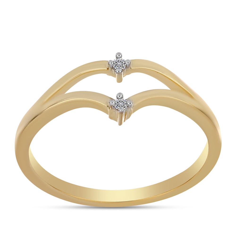 Anel de Prata com Banho de Ouro com Diamante Branco