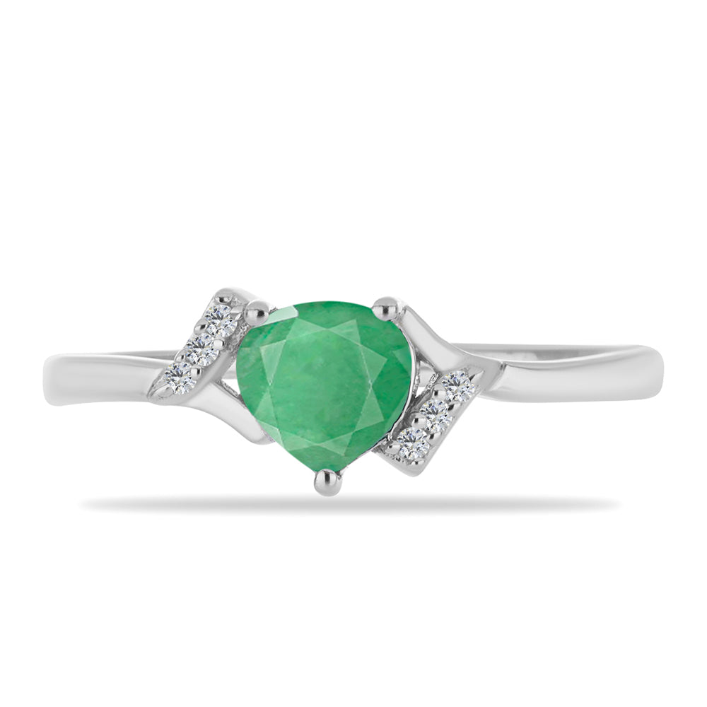 Anel de Prata com Esmeralda do Brasil e Zircão Branco 1 