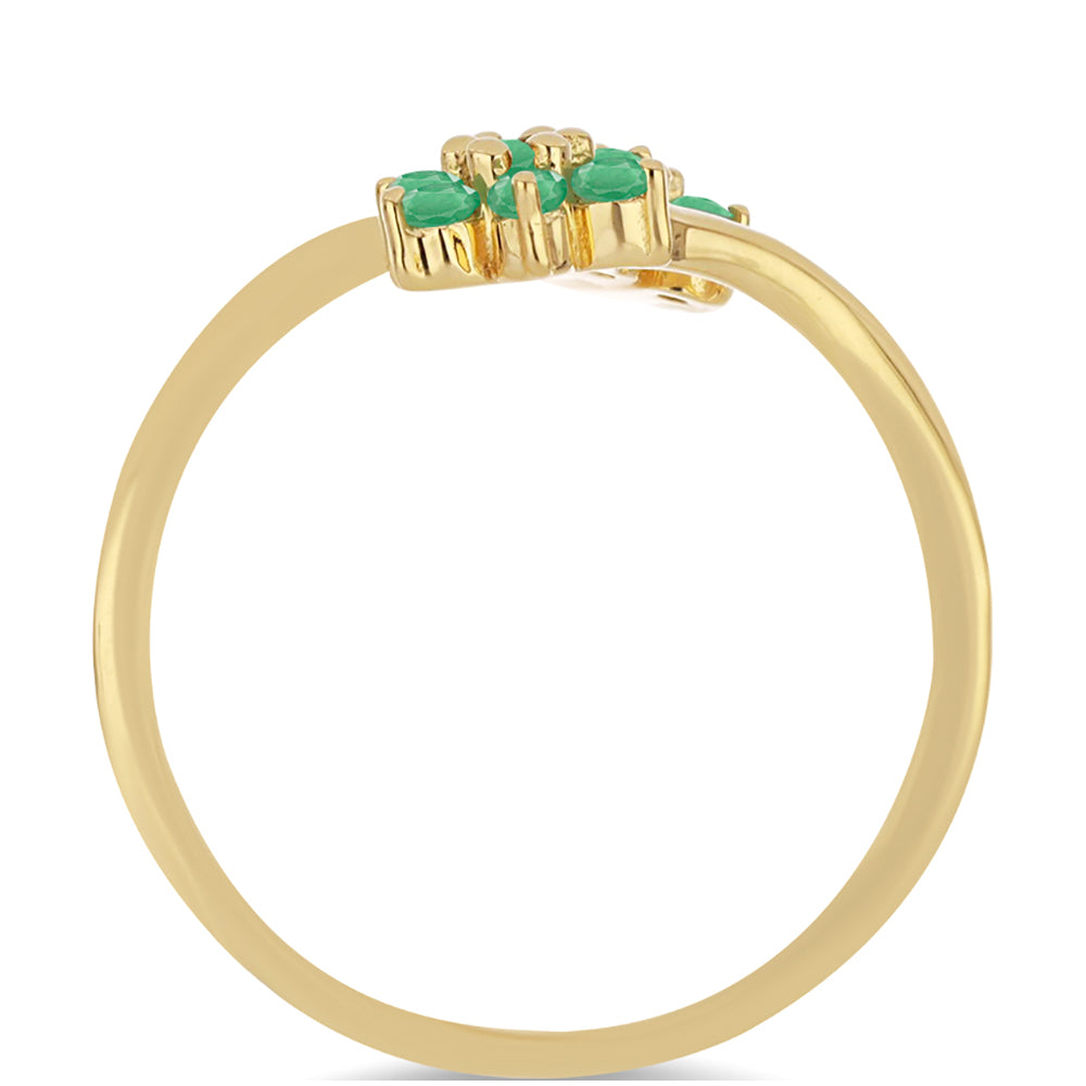 Anel de Prata com Banho de Ouro com Esmeralda do Brasil 2 