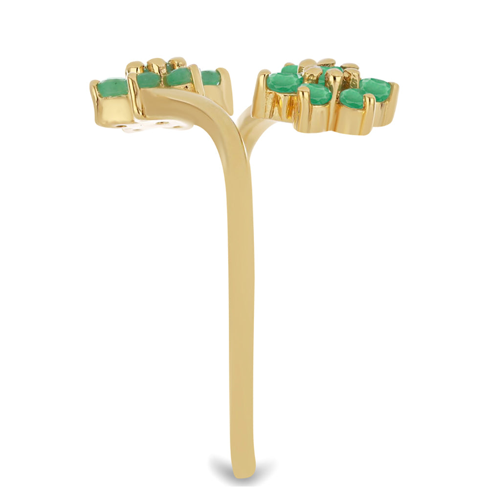 Anel de Prata com Banho de Ouro com Esmeralda do Brasil