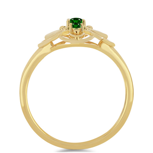 Anel de Prata com Banho de Ouro com Diópsido Crómio  Contraste: Cabeca de Veado (800)