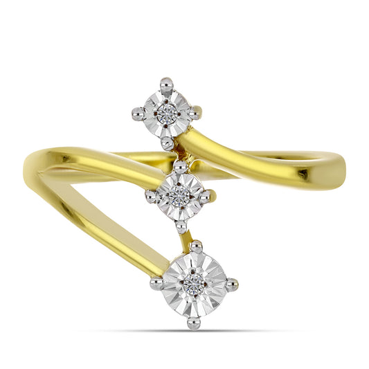 Anel de Prata com Banho de Ouro com Diamante Branco