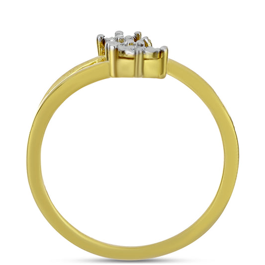 Anel de Prata com Banho de Ouro com Diamante Branco