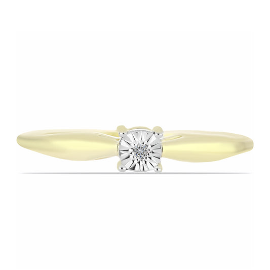 Anel de Prata com Banho de Ouro com Diamante Branco