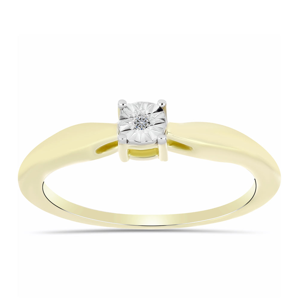 Anel de Prata com Banho de Ouro com Diamante Branco 3 