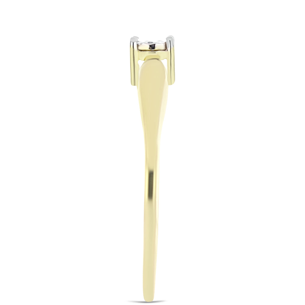 Anel de Prata com Banho de Ouro com Diamante Branco 4 