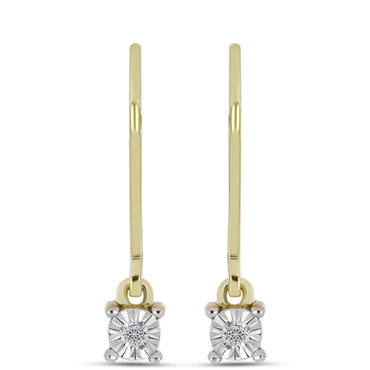 Brincos de Prata com Banho de Ouro com Diamante Branco