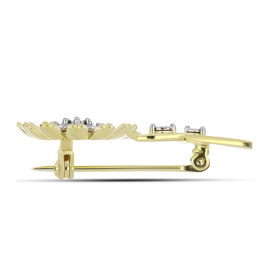 Alfinete de Prata com Banho de Ouro com Diamante Branco  Contraste: Cabeca de Veado (800)