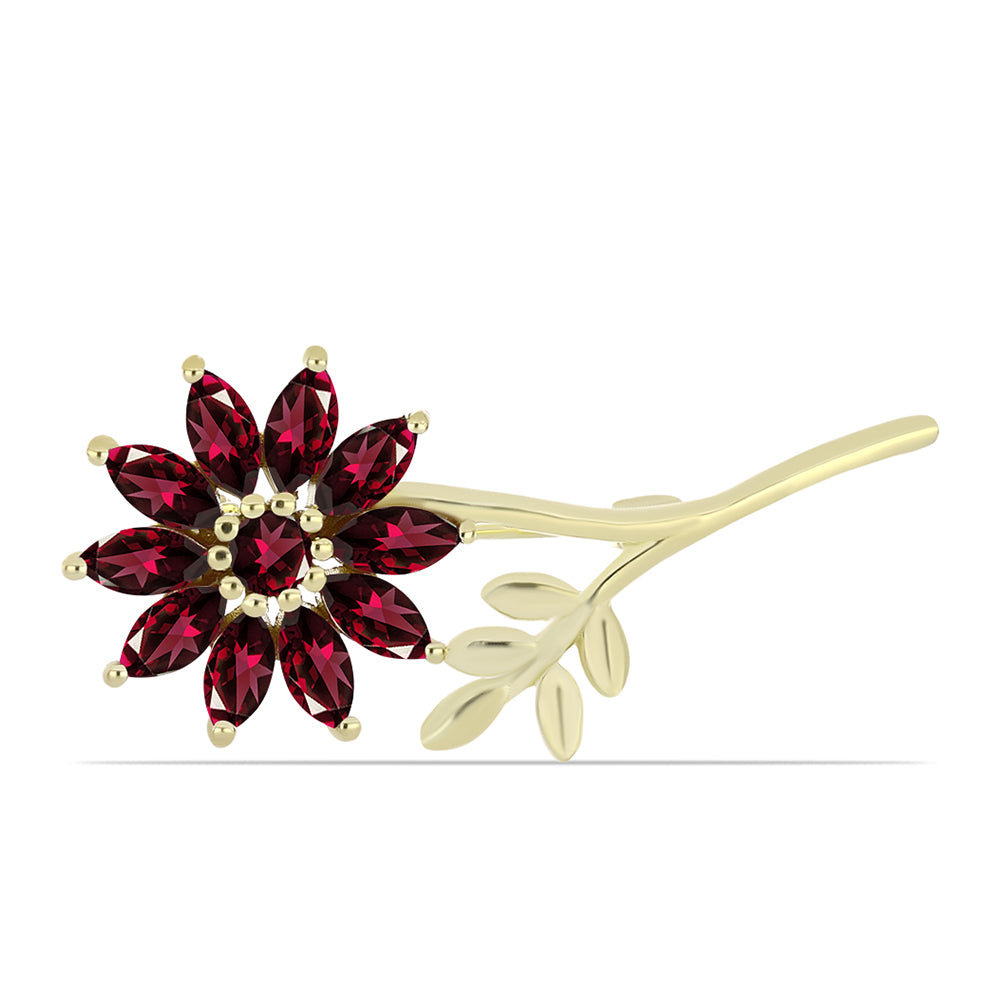 Alfinete de Prata com Banho de Ouro com Granada de Rhodolite