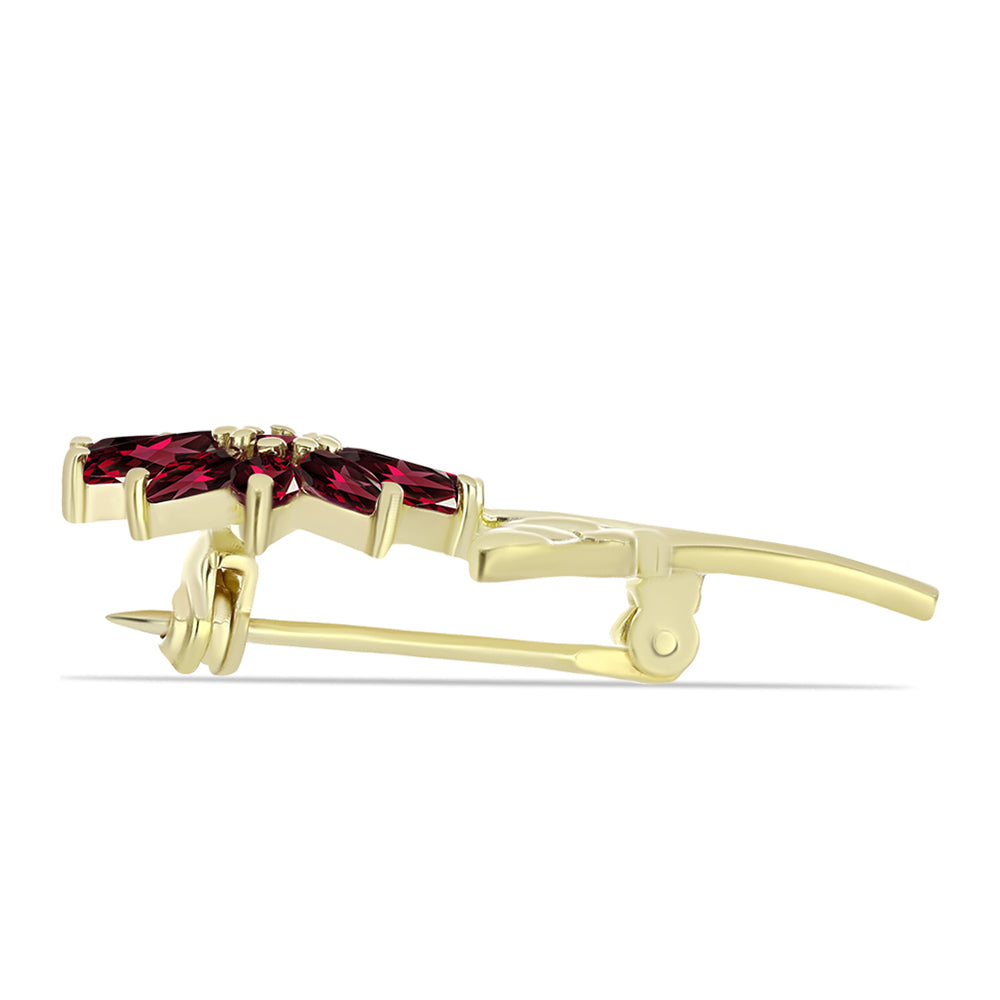 Alfinete de Prata com Banho de Ouro com Granada de Rhodolite