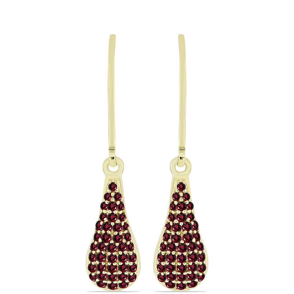 Brincos de Prata com Banho de Ouro com Granada de Rhodolite 1 