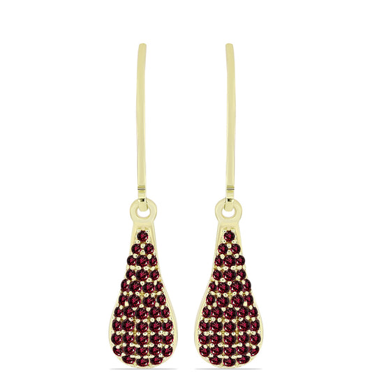 Brincos de Prata com Banho de Ouro com Granada de Rhodolite