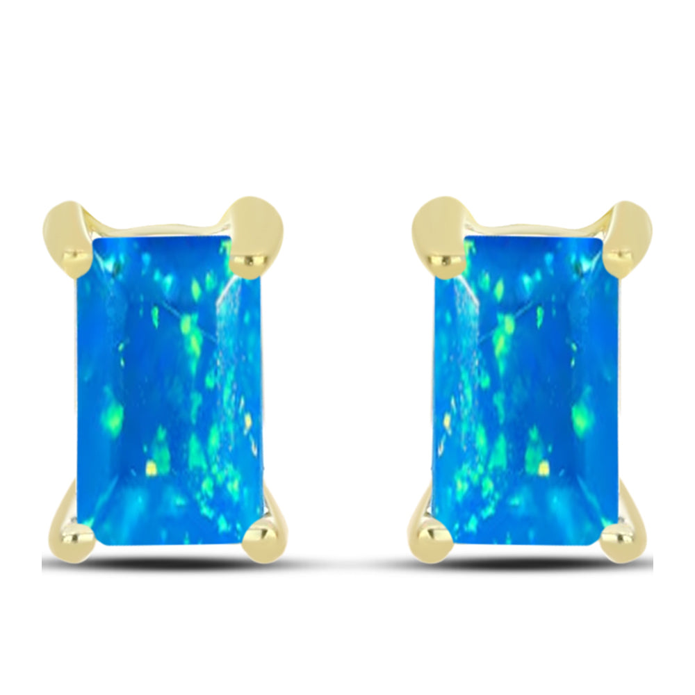 Brincos de Prata com Banho de Ouro com Opala Paraíso da Etiópia 1 