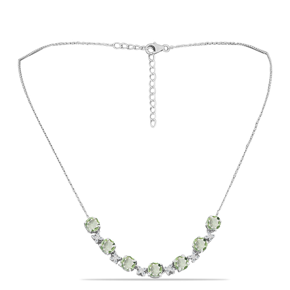 Colar de Prata com Ametista Verde e Topázio Branco  Contraste: Cabeca de Veado (800) 1 