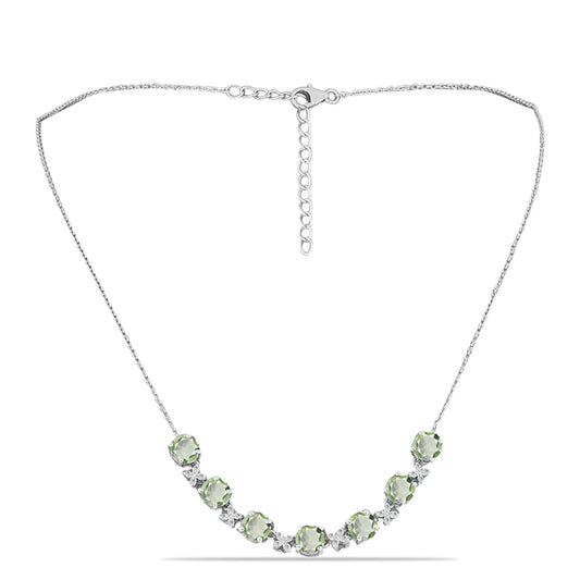 Colar de Prata com Ametista Verde e Topázio Branco  Contraste: Cabeca de Veado (800)