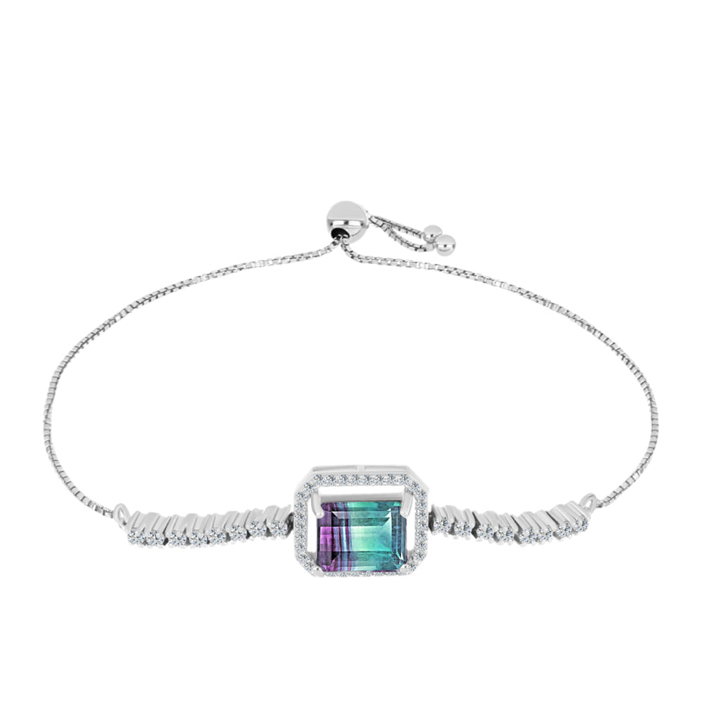 Pulseira de Prata com Fluorita Zebra e Topázio Branco  Contraste: Cabeca de Veado (800) 1 