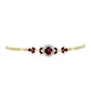 Pulseira de Prata com Banho de Ouro com Granada de Rhodolite e Topázio Branco  Contraste: Cabeca de Veado (800)