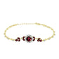 Pulseira de Prata com Banho de Ouro com Granada de Rhodolite e Topázio Branco  Contraste: Cabeca de Veado (800)